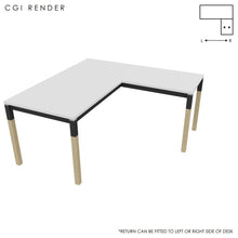 Load image into Gallery viewer, Duo 160 x 160 (CM) Corner Desk White with Shadow Grey &amp; Oak Legs

