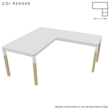 Load image into Gallery viewer, Duo 160 x 180 (CM) Corner Desk White with Oak &amp; White Legs
