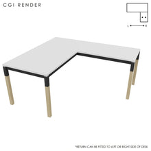 Load image into Gallery viewer, Duo 160 x 180 (CM) Corner Desk White with Shadow Grey &amp; Oak Legs
