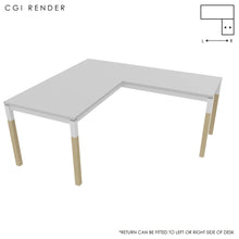 Load image into Gallery viewer, Duo 160 x 180 (CM) Corner Desk Grey with White &amp; Oak Legs
