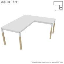 Load image into Gallery viewer, Duo 180 x 160 (CM) Corner Desk White with White &amp; Oak Legs
