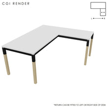 Load image into Gallery viewer, Duo 180 x 160 (CM) Corner Desk White with Shadow Grey &amp; Oak Legs
