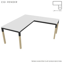 Load image into Gallery viewer, Duo 180 x 180 (CM) Corner Desk White with Shadow Grey &amp; Oak Legs
