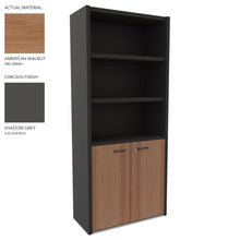 Load image into Gallery viewer, Roma Office Cabinet with Shelves in Shadow Grey and American Walnut Finish
