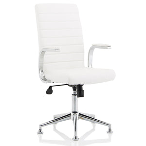 Laurel White Office Chair Without Wheels