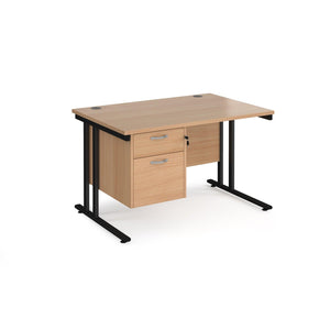 Maestro 1200 Black Beech Office Desk with Drawers