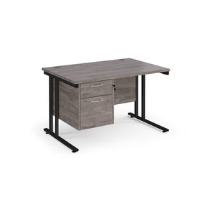 Maestro 1200 Grey Oak Black Office Desk with Drawers