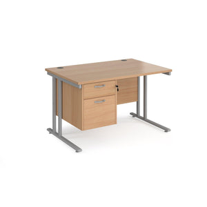 Maestro 1200 Silver Beech Office Desk with Drawers