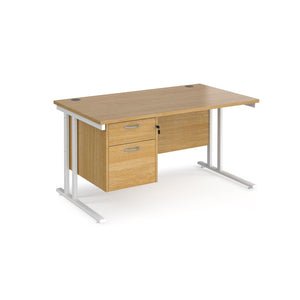 Maestro 1400 White Oak Office Desk with Drawers