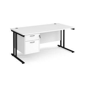 Maestro 1600 Black White Office Desk with Drawers