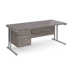 Maestro 1800 Silver Grey Oak Office Desk with Drawers