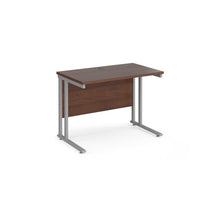 Load image into Gallery viewer, Maestro Slimline 1000 Walnut Silver Office Desk
