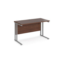 Load image into Gallery viewer, Maestro Slimline 1200 Walnut Silver Office Desk
