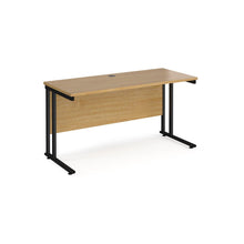 Load image into Gallery viewer, Maestro Slimline 1400 Oak Black Office Desk
