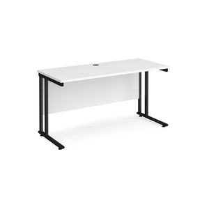 Maestro Slimline 1400 White Black Office Desk