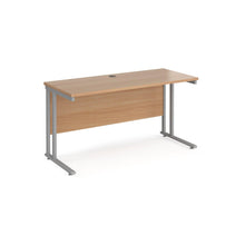 Load image into Gallery viewer, Maestro Slimline 1400 Beech Silver Office Desk
