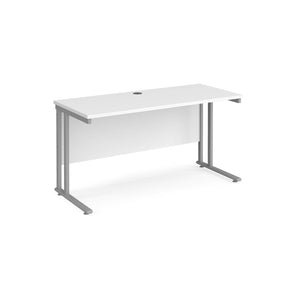 Maestro Slimline 1400 White Silver Office Desk