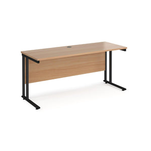 Maestro Slimline 1600 Beech Black Office Desk