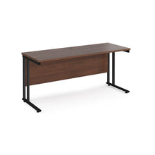 Load image into Gallery viewer, Maestro Slimline 1600 Walnut Black Office Desk

