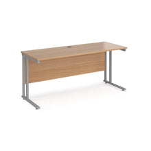 Load image into Gallery viewer, Maestro Slimline 1600 Beech Silver Office Desk
