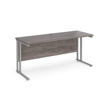 Load image into Gallery viewer, Maestro Slimline 1600 Grey Oak Silver Office Desk
