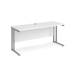 Maestro Slimline 1600 White Silver Office Desk