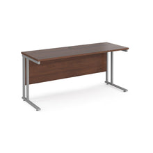 Load image into Gallery viewer, Maestro Slimline 1600 Walnut Silver Office Desk
