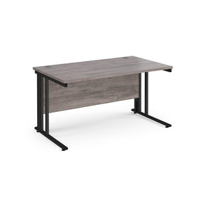 Maestro 1400 Grey Oak Black Wire Management Desk