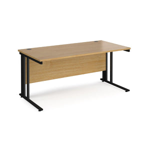 Maestro 1600 Oak Black Wire Management Desk