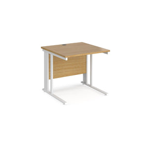 Maestro 800 Oak White Wire Management Desk