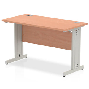 Impulse Slim 1200 Beech Silver Wire Management Desk