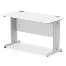 Load image into Gallery viewer, Impulse Slim 1200 White Silver Wire Management Desk
