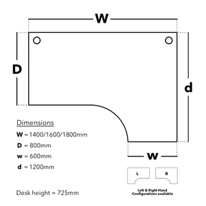 Maestro Cantilever Leg Corner Desk Dimensions