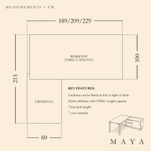 Load image into Gallery viewer, Maya Corner Desk Measurement Diagram
