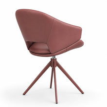 Load image into Gallery viewer, Mia Leather Desk Chair with Spider Base - Rear Angled View (No Wheels)
