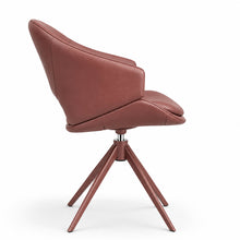 Load image into Gallery viewer, Mia Leather Desk Chair with Spider Base - Side View (No Wheels)

