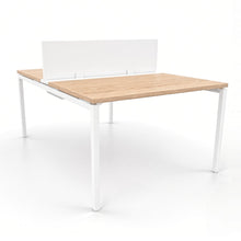 Load image into Gallery viewer, Mila 2 Person Bench Desk in Elm Finish with White Legs
