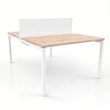 Load image into Gallery viewer, Mila 2 Person Bench Desk in Oak Finish with White Legs
