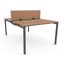 Load image into Gallery viewer, Mila 2 Person Bench Desk in American Walnut Finish with Shadow Grey Legs
