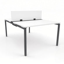 Load image into Gallery viewer, Mila 2 Person Bench Desk in White Finish with Shadow Grey Legs
