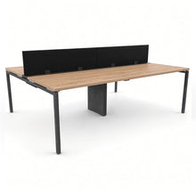 Load image into Gallery viewer, Mila 4 Person Bench Desk in Elm Finish with Shadow Grey Legs
