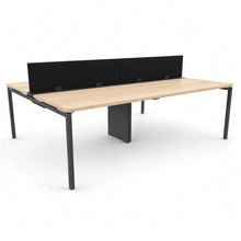Load image into Gallery viewer, Mila 4 Person Bench Desk in Oak Finish with Shadow Grey Legs

