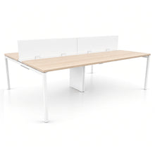Load image into Gallery viewer, Mila 4 Person Bench Desk in Oak Finish with White Legs
