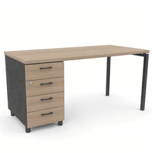 Load image into Gallery viewer, Mila office desk with drawers in Elm finish and shadow grey legs
