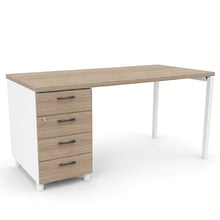 Load image into Gallery viewer, Mila office desk with drawers in Elm finish with white legs
