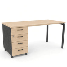 Load image into Gallery viewer, Mila office desk with drawers in Oak finish with Shadow Grey legs
