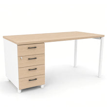 Load image into Gallery viewer, Mila office desk with drawers in oak finish with white legs
