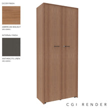 Load image into Gallery viewer, Vero Full Height Storage Cabinet in American Walnut and Anthracite Finish with Standard Feet

