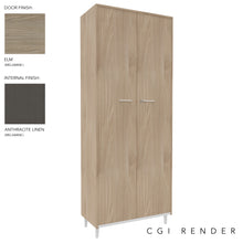 Load image into Gallery viewer, Vero Full Height Storage Cabinet in Elm and Anthracite Finish with White Legs
