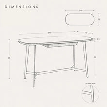Load image into Gallery viewer, Obsidian Black Glass Desk Dimensions Diagram
